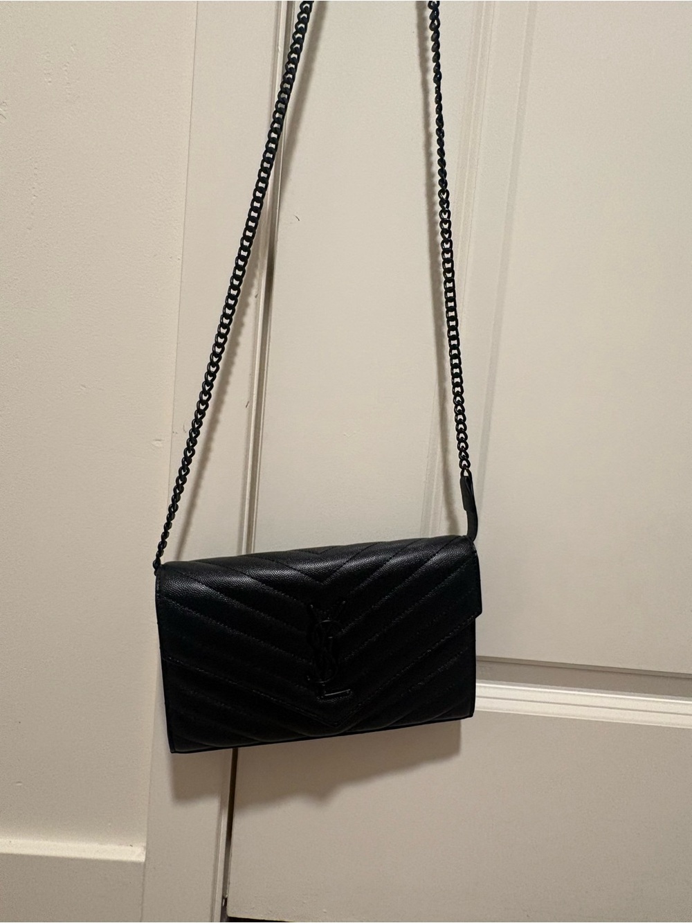 Designer-Inspired Black Quilted Crossbody with Chain Strap